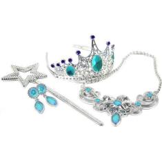 Imagem de Tiara Varinha Brincos Colar Brinquedo Infantil Joias Rainha - Ark Toys