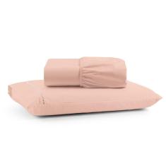 Imagem de Jogo de Lençol Luiza Solteiro 2 Pçs Percal 100% Algodão 180 Fios Ponto Palito - Rosê