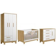 Imagem de Jogo De Quarto Q Encanto Slim Guarda Roupa, Cômoda E Berço Freijó/Bran