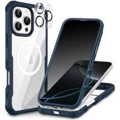 Imagem de CENHUFO Capa de telefone magnética de privacidade para 16 Pro, [compatível com Magsafe] Protetor de tela de privacidade de vidro temperado anti-Peep integrado e proteção de lente de câmera à prova de