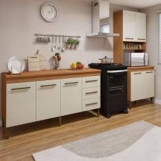 Imagem de Cozinha Completa 7 Portas 3 Gavetas Guarujá Marrom/Off White