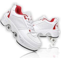 Imagem de Tênis de skate para mulheres, patins quadriláteros deformados de fileira dupla, sapatos de caminhada automática, patins destacáveis, sapatos com rodas para meninas e meninos, sapatos de patinação