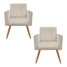 Imagem de Kit 2 Poltronas Nina Pés Palito Suede Bege	