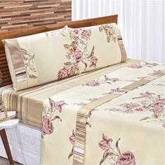 Imagem de Jogo de Lençol Padrão Magnata 4 Peças - Floral Palha