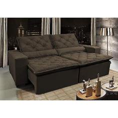 Imagem de Sofá Lisboa 2,52m Retrátil, Reclinável com Molas no Assento Tecido Suede Velusoft Café - Cama InBox