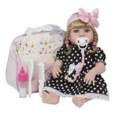 Imagem de Bebe Reborn Menina Princesa Loira Linda Vestido Bolinha - Cegonha Rebo