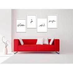Imagem de Conjunto Quadros Decorativos 4 Pçs Mdf 30X40 Amor E Familia
