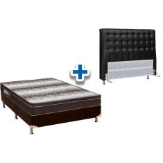 Imagem de Cama Box Queen CRC + Colchão Ortopédico Light Ortobom + Cabeceira Dama Courano Preto