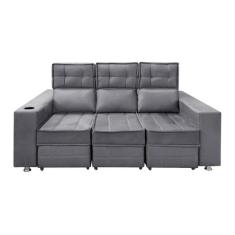 Imagem de Sofá Retrátil E Reclinável 3 Lugares Londres 2.10cm C-molas Chumbo