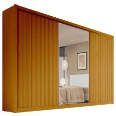 Imagem de Guarda Roupa York Casal com Espelho 3 Portas 6 Gavetas Europa Cor Peroba