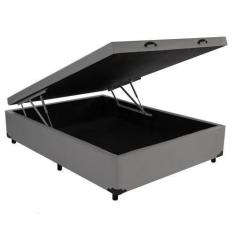 Imagem de Cama Box Baú Viúvão Blindado Sintético Cinza Com 128cm De Largura - Im
