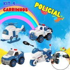 Imagem de Kit 4 Carrinhos Brinquedo Monta Desmonta Com Chavinha Fenda Construtor