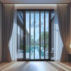 Imagem de Porta de Correr de Aluminio 210x200cm 3 Folhas Moveis Preto