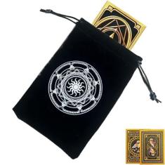 Imagem de Bolsa para cartas de tarô, bolsa para cartas de tarô - Bolsa de flanela para joias com cordão Estojo para cartão de tarô - Bolsa de armazenamento para cartão de tarô, bolsa portátil de bolso para cria