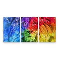 Imagem de Quadro Decorativo Leão Judá Colorido Moderno Sala