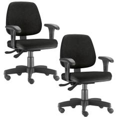Imagem de Kit 02 Cadeiras Job L02 Escritório Couro Sintético Preto