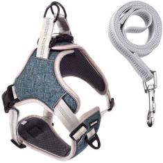 Imagem de Coleira Peitoral Antipuxão Comfort Azul Com Guia De Passeio - Madog