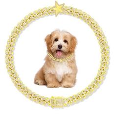Imagem de Corrente cubana para cães, coleira de corrente de metal com design de fivela segura, corrente de ouro para animais de estimação, coleira cubana de cristal para cães pequenos e gatos