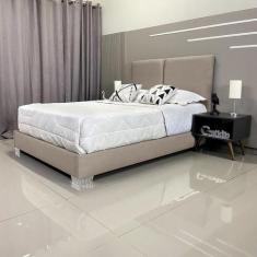 Imagem de Cama Box Luxo Com Cabeceira Módena Linho Bege Rbl Casal 1,40 X 1,90