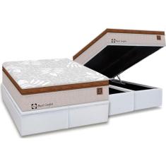 Imagem de Cama Box Baú Queen: Colchão Molas Sealy Posturepedic Royal Confort + Base CRC Courano Branco(158x198)