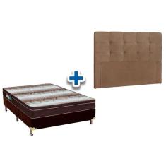 Imagem de Cama Box Queen CRC + Colchão Ortopédico Light Ortobom + Cabeceira Clean Suede Bege