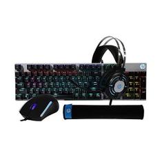 Imagem de Kit Gamer Pro 4 em 1 HP GM3000 Preto - Teclado Mecânico ABNT2 com Iluminação multicores, Mouse com Estrutura Resistente, Headset com Microfone em haste flexivel, Mouse Pad com tecido de