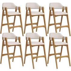 Imagem de Kit 06 Banquetas Altas Para Cozinha Sala de Jantar Bar Suran L02 Linho