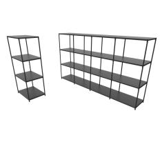 Imagem de Praleira De Aço Reforçada Mini Porta Pallet 200x60x90 Estante Estoque Bandeja Preta 1 Módulo + 4 Módulos Conjugados