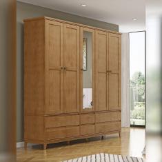 Imagem de Guarda Roupa Decorativo Every Madeira Bipartido 5 Portas Com Espelho Freijó G74 - Gran Belo