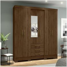 Imagem de Guarda Roupa Casal 06 Portas 03 Gavetas Mentor Briz Castanho