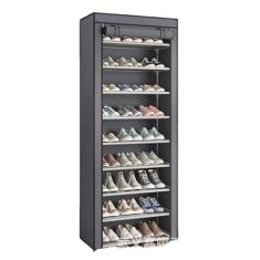 Imagem de Sapateira Para Calçados 9 Andar Para 27 Pares De Sapatos Organizador Desmontável(Cinza Com Porta)