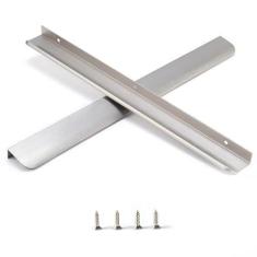 Imagem de Satanga Pacote de níquel escovado com 2 puxadores de dedo para armários de cozinha puxadores de barra ocultos de alumínio oculto puxadores de gaveta fáceis de instalar 40 cm comprimento total