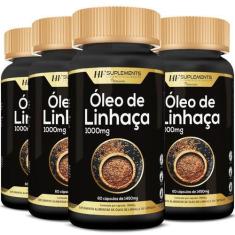 Imagem de 4X Óleo De Linhaça 1450Mg 60Caps Premium Hf Suplements