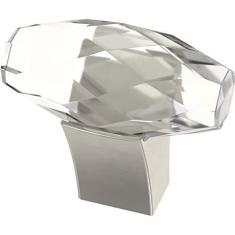 Imagem de Franklin Brass Oval de vidro cortado (pacote com 4) maçanetas de armário de níquel escovado puxadores de armário de cozinha para gavetas de cômoda puxadores e maçanetas de porta de armário de 3,5 cm