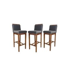 Imagem de Conjunto 3 Banquetas Alta em Madeira Maciça Libéria CCS Interiores