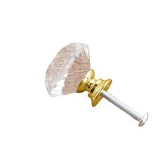 Imagem de 1/10 peças 20-40mm base dourada e prateada em forma de diamante puxadores de vidro cristalino armário puxa puxadores de gaveta puxadores de armário de cozinha, base dourada 30mm, 1 unidade
