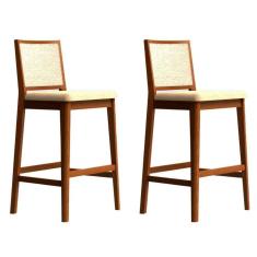 Imagem de conjunto com 2 banquetas sila imbuia e bege