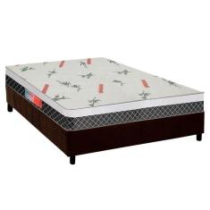 Imagem de Cama Box Casal: Colchão Espuma Plumatex D28/Ep Anatômico Falcon Ultra Firme + Base Crc Suede Brown(138X188)