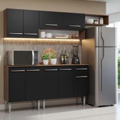 Imagem de Armário De Cozinha Compacta 229cm Rustic/preto Emilly Madesa 14 Rustic/preto