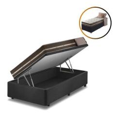 Imagem de Cama Box Baú Solteiro Preto + Colchão Molas Ensacadas Las Vegas 88X188