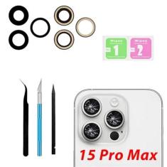 Imagem de Substituição de vidro da lente traseira da câmera traseira 15 Pro Max para iPhone 15 Pro Max substituição de vidro da câmera com adesivo pré-instalado e kits de ferramentas de reparo