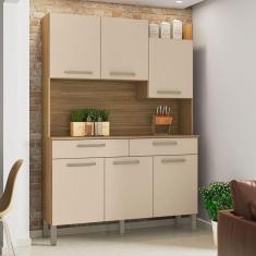 Imagem de Armário de Cozinha Modena 6 Portas 2 Gavetas Freijó/Vanilla - Kits Paraná