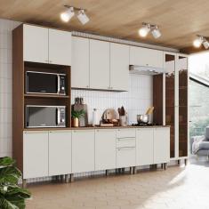 Imagem de Cozinha Completa Requinte 15 Portas 2 Gavetas com Vidro Nature/Areia - Henn