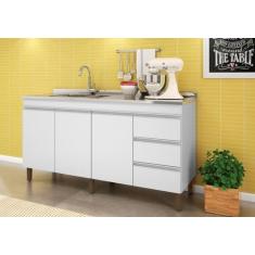 Imagem de Balcão Gabinete Karen 159cm Para Pia Sem Tampo  Branco - Peternella 