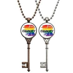 Imagem de OFFbb-USA Colar com pingente de chave de igualdade arco-íris de identidade de diferenciação de poder joia decoração de casal