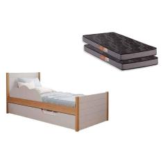 Imagem de Colchão Solteiro Pérola Gray Polar (2un) + Bicama Elza Nature/Off White