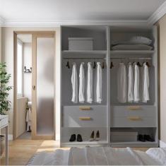 Imagem de Guarda-roupa Modulado 2 Peças sem Portas Jade Cabecasa Madeiramadeira Cinza Urbano