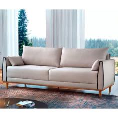 Imagem de Sofá Living Luxo Fênix Fixo Com Almofadas 2,00m Zara Bege