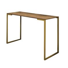 Imagem de Mesa Escrivaninha 90cm Stan Home Office Industrial Consultório Ferro Dourado MDF Castanho - Ahz Móveis