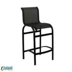 Imagem de Banqueta Outdoor Britus Estrutura Preta com Tela Sling Preta ou Mescla